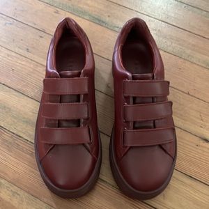 Sandro Paris Anita Leather Sneaker- Burgundy Sz 37